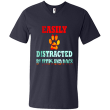 Load image into Gallery viewer, Easily Distracted By Jeeps And Dogs gift shirt for dog mom - Men's V-Neck