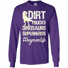 Load image into Gallery viewer, Dirt Trucks Dinosaurs Superheros boymomlife Tired - Long Sleeve T-Shirt