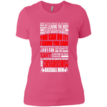 Load image into Gallery viewer, BASEBALL MOM, NEVER GIVE UP Mother’s Day - Ladies' Boyfriend T-Shirt