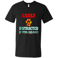 Load image into Gallery viewer, Easily Distracted By Jeeps And Dogs gift shirt for dog mom - Men's V-Neck