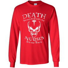 Load image into Gallery viewer, Death Smiles At Everyone Nurses Smile Back Shirt Mothers Day - Long Sleeve T-Shirt