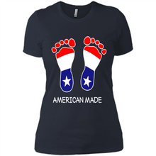 Load image into Gallery viewer, American Made Patriotic Pregnancy Baby Footprints T-shirt Mother’s Day - Ladies' Boyfriend T-Shirt