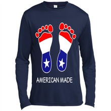 Load image into Gallery viewer, American Made Patriotic Pregnancy Baby Footprints T-shirt Mother’s Day - Canvas Long Sleeve T-Shirt