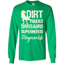 Load image into Gallery viewer, Dirt Trucks Dinosaurs Superheros boymomlife Tired - Long Sleeve T-Shirt