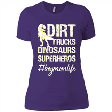 Load image into Gallery viewer, Dirt Trucks Dinosaurs Superheros boymomlife Tired - Ladies' Boyfriend T-Shirt