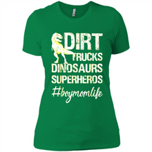 Load image into Gallery viewer, Dirt Trucks Dinosaurs Superheros boymomlife Tired - Ladies' Boyfriend T-Shirt