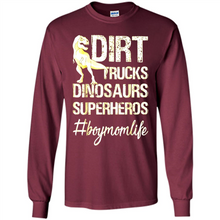 Load image into Gallery viewer, Dirt Trucks Dinosaurs Superheros boymomlife Tired - Long Sleeve T-Shirt
