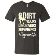 Load image into Gallery viewer, Dirt Trucks Dinosaurs Superheros boymomlife Tired - Men's V-Neck