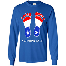 Load image into Gallery viewer, American Made Patriotic Pregnancy Baby Footprints T-shirt Mother’s Day - Long Sleeve T-Shirt