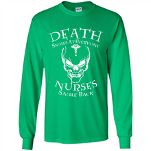 Load image into Gallery viewer, Death Smiles At Everyone Nurses Smile Back Shirt Mothers Day - Long Sleeve T-Shirt