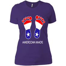Load image into Gallery viewer, American Made Patriotic Pregnancy Baby Footprints T-shirt Mother’s Day - Ladies' Boyfriend T-Shirt