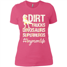 Load image into Gallery viewer, Dirt Trucks Dinosaurs Superheros boymomlife Tired - Ladies' Boyfriend T-Shirt