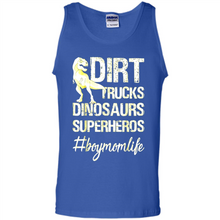 Load image into Gallery viewer, Dirt Trucks Dinosaurs Superheros boymomlife Tired - Tank Top