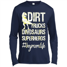 Load image into Gallery viewer, Dirt Trucks Dinosaurs Superheros boymomlife Tired - Canvas Long Sleeve T-Shirt