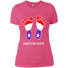 Load image into Gallery viewer, American Made Patriotic Pregnancy Baby Footprints T-shirt Mother’s Day - Ladies' Boyfriend T-Shirt