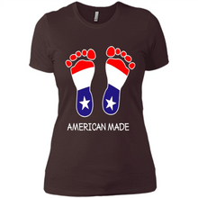 Load image into Gallery viewer, American Made Patriotic Pregnancy Baby Footprints T-shirt Mother’s Day - Ladies' Boyfriend T-Shirt