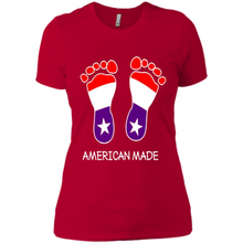 Load image into Gallery viewer, American Made Patriotic Pregnancy Baby Footprints T-shirt Mother’s Day - Ladies' Boyfriend T-Shirt