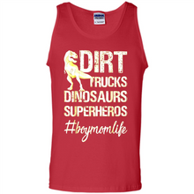 Load image into Gallery viewer, Dirt Trucks Dinosaurs Superheros boymomlife Tired - Tank Top