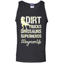 Load image into Gallery viewer, Dirt Trucks Dinosaurs Superheros boymomlife Tired - Tank Top