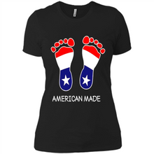 Load image into Gallery viewer, American Made Patriotic Pregnancy Baby Footprints T-shirt Mother’s Day - Ladies' Boyfriend T-Shirt
