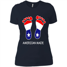 Load image into Gallery viewer, American Made Patriotic Pregnancy Baby Footprints T-shirt Mother’s Day - Ladies' Boyfriend T-Shirt