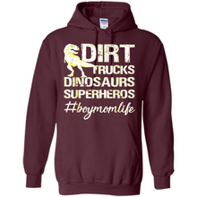 Load image into Gallery viewer, Dirt Trucks Dinosaurs Superheros boymomlife Tired - Hoodie