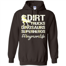 Load image into Gallery viewer, Dirt Trucks Dinosaurs Superheros boymomlife Tired - Hoodie