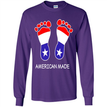 Load image into Gallery viewer, American Made Patriotic Pregnancy Baby Footprints T-shirt Mother’s Day - Long Sleeve T-Shirt