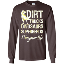 Load image into Gallery viewer, Dirt Trucks Dinosaurs Superheros boymomlife Tired - Long Sleeve T-Shirt