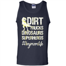 Load image into Gallery viewer, Dirt Trucks Dinosaurs Superheros boymomlife Tired - Tank Top