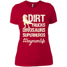 Load image into Gallery viewer, Dirt Trucks Dinosaurs Superheros boymomlife Tired - Ladies' Boyfriend T-Shirt
