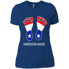 Load image into Gallery viewer, American Made Patriotic Pregnancy Baby Footprints T-shirt Mother’s Day - Ladies' Boyfriend T-Shirt