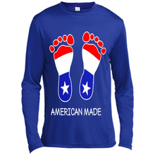 Load image into Gallery viewer, American Made Patriotic Pregnancy Baby Footprints T-shirt Mother’s Day - Canvas Long Sleeve T-Shirt