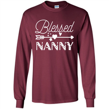 Load image into Gallery viewer, Blessed Nanny Christmas Mother’s Day Birthday Grandma - Long Sleeve T-Shirt