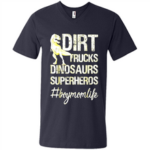 Load image into Gallery viewer, Dirt Trucks Dinosaurs Superheros boymomlife Tired - Men's V-Neck