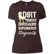 Load image into Gallery viewer, Dirt Trucks Dinosaurs Superheros boymomlife Tired - Ladies' Boyfriend T-Shirt