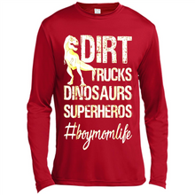 Load image into Gallery viewer, Dirt Trucks Dinosaurs Superheros boymomlife Tired - Canvas Long Sleeve T-Shirt