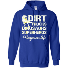 Load image into Gallery viewer, Dirt Trucks Dinosaurs Superheros boymomlife Tired - Hoodie