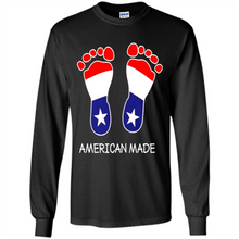 Load image into Gallery viewer, American Made Patriotic Pregnancy Baby Footprints T-shirt Mother’s Day - Long Sleeve T-Shirt