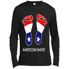 Load image into Gallery viewer, American Made Patriotic Pregnancy Baby Footprints T-shirt Mother’s Day - Canvas Long Sleeve T-Shirt
