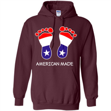 Load image into Gallery viewer, American Made Patriotic Pregnancy Baby Footprints T-shirt Mother’s Day - Hoodie