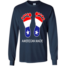 Load image into Gallery viewer, American Made Patriotic Pregnancy Baby Footprints T-shirt Mother’s Day - Long Sleeve T-Shirt